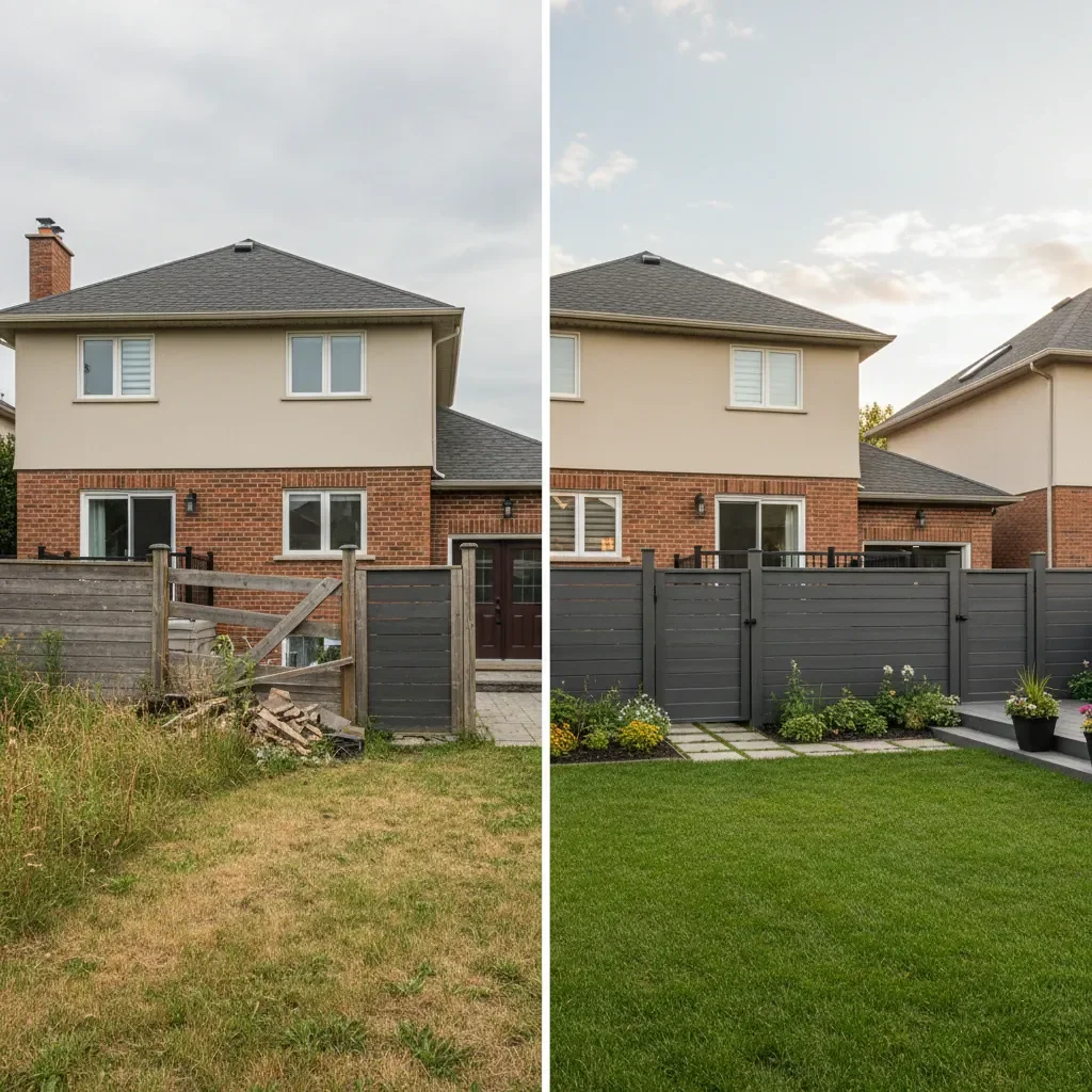 Fence contractor transformation - before and after by Quality Landscaping Kirkland in Kirkland